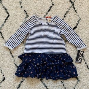 🆕 OSHKOSH Baby Girl Striped Tunic 2-Piece Set 18M